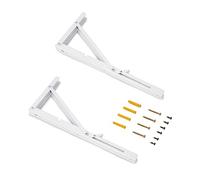 Emuca - Reggipiani pieghevoli, 403mm, Set di 2 staffe pieghevole per mensola a muro, carico max. 60kg, Verniciato bianco, Acciaio