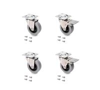 Emuca - Set di 4 Rotelle Pivotanti Grigie per Mobile con Piastra di Assemblaggio e Cuscinetto a Sfere, Diametro 50 mm, Ø50mm
