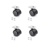 Emuca - Set di 4 Rotelle Pivotanti Nere per Mobile Senza Freno con Piastra di Assemblaggio e Cuscinetto a Sfere, Diametro 30 mm, Nero, Ø30mm