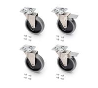 Emuca - Set di 4 Rotelle Pivotanti per Mobile Ø100 mm con Piastra di Assemblaggio e Cuscinetti a Sfere, Ruote Girevoli in Gomma, Grigio/Nero