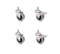 Emuca - Set di 4 rotelle pivotanti per mobile Ø50mm con filettatura M8x15 e cuscinetti a sfere, ruote girevoli in gomma colore grigio