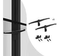 Emuca - Set di 5 supporti per ripiani in vetro, panneaux non incluses, Zamak, Nero strutturato, 5 set