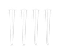 Emuca - Set di quattro gambe a forcina, Gambe Hairpin con 3 aste per tavolo, altezza 710 mm, verniciate bianco, acciaio