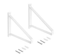 Emuca - Set di Supporti per mensole in Legno con Forma Triangolare, Acciaio, Verniciato Bianco