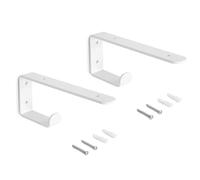 Emuca - Set di supporti per mensole in legno con gancio integrato, Acciaio, Verniciato bianco