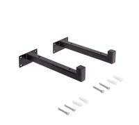 Emuca - Set di supporti per mensole in legno dritto con tubo quadro, Acciaio, Verniciato nero