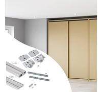 Emuca - Sistema Flow da superficie in kit per un armadio con 2 ante scorrevoli in legno supportate da chiusura ammortizzat, 1 un