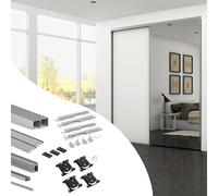 Emuca - Sistema Scorrevole per Armadio di 2 Ante con Profili Sharp, Spessore 18 mm, Chiusura Soft, Pannelli Non Incluse, Anodizzato Opaco