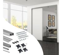 Emuca - Sistema Scorrevole per Armadio di 2 Ante con Profili Sharp, Spessore 19 mm, Chiusura Soft, Pannelli Non Incluse, Anodizzato Opaco