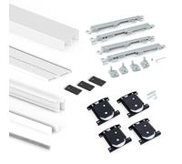 Emuca - Sistema Scorrevole per Armadio di 2 Ante con Profili Wave, Spessore 16 mm, Chiusura Soft, Pannelli Non Incluse, Verniciato Bianco