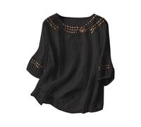 EMUKFD Camicette Boho da Donna UK Maniche 3/4 Floreali Ricamate Camicie per le Festività Camicette Country Casual Tuniche Leggere in Chiffon Camicette in Lino Camicette per l'Ufficio Eleganti