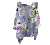 EMUKFD Camicie da donna in lino bohémien estive casual con maniche arrotolabili yoga tunica top oversize floreale scollo a V abbottonatura camicette da spiaggia larghe leggere comode ufficio lavoro