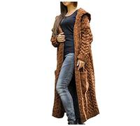 EMUKFD Cardigan lungo da donna lavorato a maglia a trecce capispalla con tasche per autunno inverno cappotto lungo grosso taglie forti maglione tinta unita maglione aperto davanti kimono maglieria