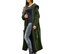 EMUKFD Cardigan lungo da donna lavorato a maglia a trecce capispalla con tasche per autunno inverno cappotto lungo grosso taglie forti maglione tinta unita maglione aperto davanti kimono maglieria