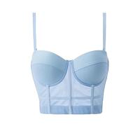 EMUKFD Corsetto da donna con spalline sottili e scollo a V, bustier Y2k per uscire con reggiseno imbottito bralette party club crop top, Blu, S
