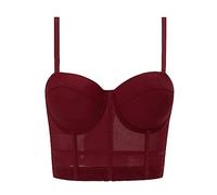 EMUKFD Corsetto da donna con spalline sottili e scollo a V, bustier Y2k per uscire con reggiseno imbottito bralette party club crop top, Rd3., S
