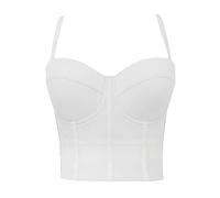 EMUKFD Corsetto da donna con spalline sottili e scollo a V, bustier Y2k per uscire con reggiseno imbottito bralette party club crop top, bianco, S