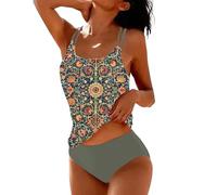 EMUKFD Costume da bagno sexy da donna tankini con scollo all'americana, due pezzi, con pantaloncini snellenti e controllo della pancia, AG., M