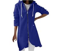 EMUKFD Felpa con cappuccio lunga da donna con zip intera oversize al ginocchio asimmetrica giacche con cappuccio autunno inverno pile termico da donna felpa a tunica cappotti larghi cardigan comodi