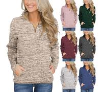 EMUKFD Felpe da donna con cerniera a 1/4 pullover a maniche lunghe casual leggero con collo a lupetto maglioni da golf sport colletto polo polo top atletico con tasca palestra allenamento jogging