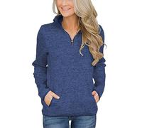 EMUKFD Felpe da donna con cerniera a 1/4 pullover a maniche lunghe casual leggero con collo a lupetto maglioni da golf sport colletto polo polo top atletico con tasca palestra allenamento jogging