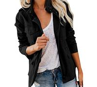 EMUKFD Giacca a vento militare da donna, stile safari, con cerniera, leggera, con cappuccio, casual, primaverile e autunnale, con tasche, 02-Nero., 5XL