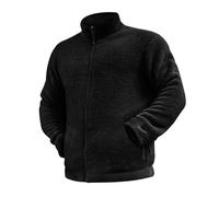 EMUKFD Giacche da uomo in pile Sherpa, con cerniera e colletto rialzato, con tasca, invernali, calde, casual, pesanti e pelose, bomber tattici, Nero , 3XL