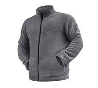 EMUKFD Giacche da uomo in pile Sherpa, con cerniera e colletto rialzato, con tasca, invernali, calde, casual, pesanti e pelose, bomber tattici, Grigio, 3XL