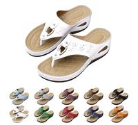 EMUKFD Infradito ortopediche da donna, con supporto per arco plantare, comode zeppe, sandali, antiscivolo, estive, da spiaggia, sandali da donna per vacanze, A1 bianco., 40 EU