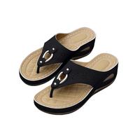 EMUKFD Infradito ortopediche da donna, con supporto per arco plantare, comode zeppe, sandali, antiscivolo, estive, da spiaggia, sandali da donna per vacanze, A1 nero., 39 EU
