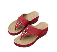 EMUKFD Infradito ortopediche da donna, con supporto per arco plantare, comode zeppe, sandali, antiscivolo, estive, da spiaggia, sandali da donna per vacanze, A1 rosso., 40 EU