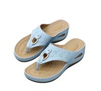 EMUKFD Infradito ortopediche da donna, con supporto per arco plantare, comode zeppe, sandali, antiscivolo, estive, da spiaggia, sandali da donna per vacanze, A1 Azzurro, 39.5 EU