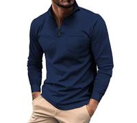 EMUKFD Pullover da uomo con cerniera 1/4, felpa basic con collo a lupetto, UPF 50+, camicie a maniche lunghe, felpe da uomo, casual, leggere, a tinta unita, per sport e tempo libero, Marina Militare,