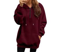 EMUKFD Pullover oversize Felpe con cappuccio da donna Basic Plain Hoody Baggy Lounge Manica lunga Felpa con zip 1/4 Tasche Casual Felpa con cappuccio Top con cappuccio 2025 Maglioni con cappuccio da