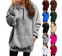 EMUKFD Pullover oversize Felpe con cappuccio da donna Basic Plain Hoody Baggy Lounge Manica lunga Felpa con zip 1/4 Tasche Casual Felpa con cappuccio Top con cappuccio 2025 Maglioni con cappuccio da