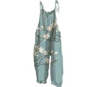 EMUKFD Salopette da donna UK gamba larga Boho stampa tuta floreale vestibilità ampia tutina cotone lino estate spiaggia senza maniche tutine salopette salopette tuta traspirante ampia casual vacanza