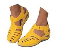 EMUKFD Sandali da pescatore da donna, con punta chiusa, traspiranti, traspiranti, casual, da lavoro, per attività all'aperto, spiaggia, scarpe estive per passeggiate e trekking, Giallo, 37 EU