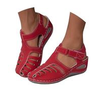 EMUKFD Sandali da pescatore da donna, con punta chiusa, traspiranti, traspiranti, casual, da lavoro, per attività all'aperto, spiaggia, scarpe estive per passeggiate e trekking, Rosso, 38 EU