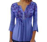 EMUKFD Top in vita impero da donna, taglie forti, top per nascondere la pancia grassa, 2024 camicette eleganti casual per leggings maglietta Henley, Viola, S