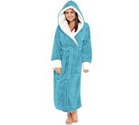 EMUKFD Vestaglia da Donna in Pile Corallo Sherpa Con Cappuccio Invernale, Accappatoio Lungo Soffice in Flanella Manica Lunga