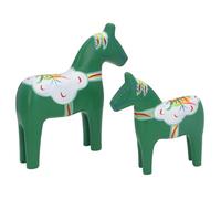 EMUKOEP 1 Paio di Decorazioni per Cavalli Dala Svedesi, Statuette in Legno Tradizionali Dipinte a Forma di Cavallo Dalecarlian, Decorazioni per la Casa (7203C 06 Verde)