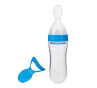 EMUKOEP 90 Ml di Bottiglia di Silicone per Neonati e Bambini Piccoli con Alimentazione di Cereali di Cibo Fresco (Blu)