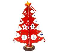 EMUKOEP Albero di Natale da Tavolo in Legno con Puntale a Stella e 28 | Struttura Stabile in Legno Composito, Espositore a Montaggio Rapido per Decorazioni per la Casa delle Vacanze, Contenitori