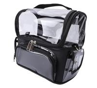 EMUKOEP Borsa Trasparente per Pennelli Trucco con Divisori Rimovibili e | Struttura Impermeabile in TPU e Nylon, Scomparti Multipli per Spazzole Ed Elementi Essenziali Viaggio, Tracolla Staccabile