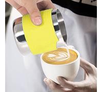 EMUKOEP Brocca per Schiuma Rivestita in Silicone per Caffetteria, Accessori Eleganti per caffè, Schiuma di Latte a Casa, Blu, 350 Ml (Gialla)