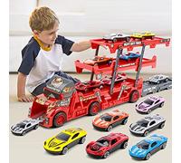 EMUKOEP Camion Trasportatore per Auto Giocattolo per Bambini Camion Deformato a Tre Strati per Emozionanti Avventure in Veicoli