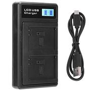 EMUKOEP Caricabatteria per Fotocamera Doppio NB-10L con Schermo LCD, Carica USB Mini Formato 100% Nuovissimo in Plastica Nera, 5 W 10 W 105,0 G
