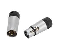 EMUKOEP Connettore a Saldare Maschio XLR Femmina a 3 Pin Adattatore per Microfono Compatto Spina Ad Angolo Retto per Cavo Fai da Te in Lega di Zinco Argento 2 Pezzi