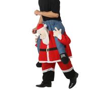 EMUKOEP Costume da Babbo Natale con Sulla Mia Spalla Costume Unico e Indimenticabile per il Festival di Natale - Lavabile e Riutilizzabile - Cotone di Alta qualità