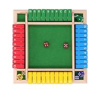 EMUKOEP Gioco di Dadi Chiudi la Scatola Gioco da Tavolo in Legno con 8 Dadi, Casa, Pub, Festa, 4 Giocatori, Tavolo per Famiglie, Giochi di Matematica per Adulti e Bambini (Fondo verde)